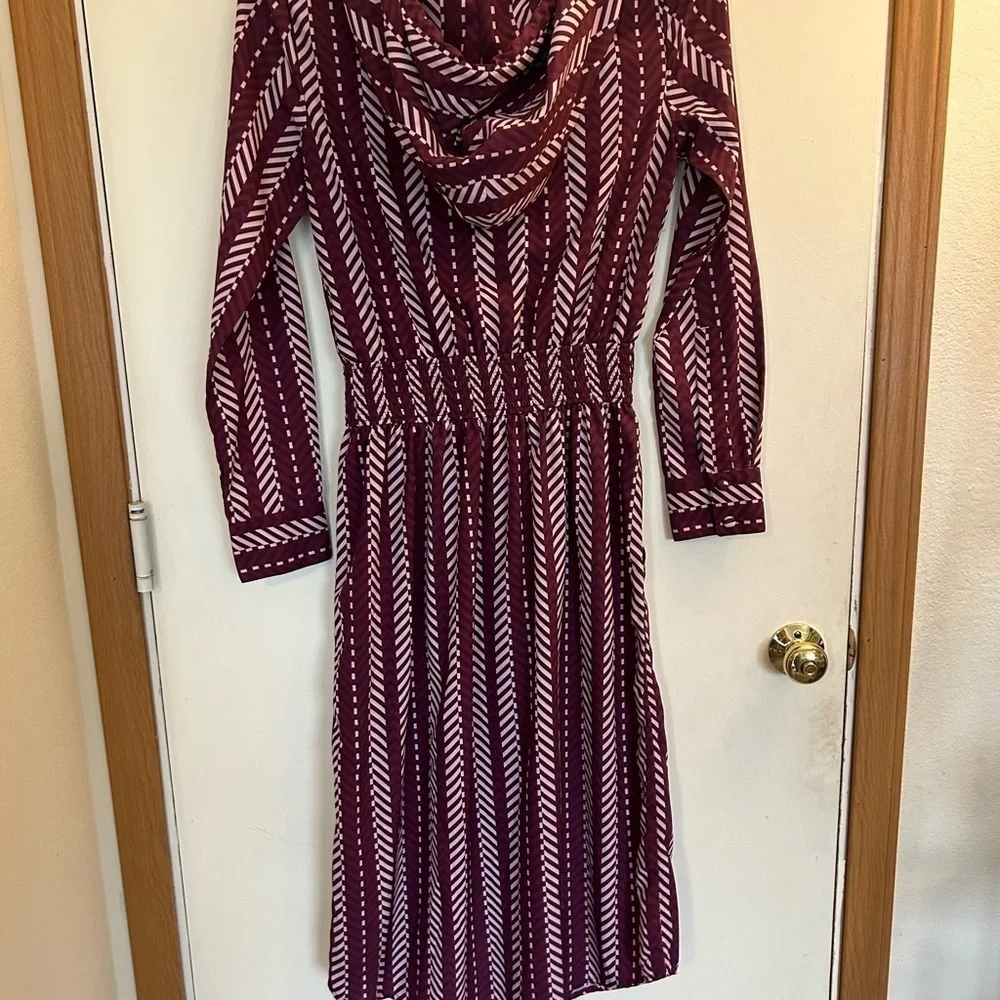 NWOT eShakti Herringbone print crepe hoodie blouson